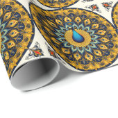 Decorative peacock bird on white cadeaupapier (Rol Hoek)