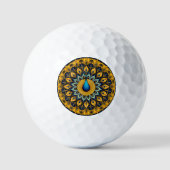 Decorative peacock bird on white golfballen (Voorkant)