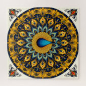 Decorative peacock bird on white legpuzzel (Horizontaal)