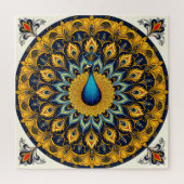 Decorative peacock bird on white legpuzzel (Verticaal)