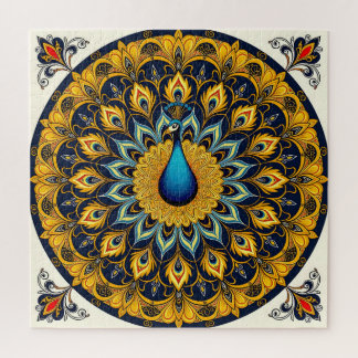 Decorative peacock bird on white legpuzzel