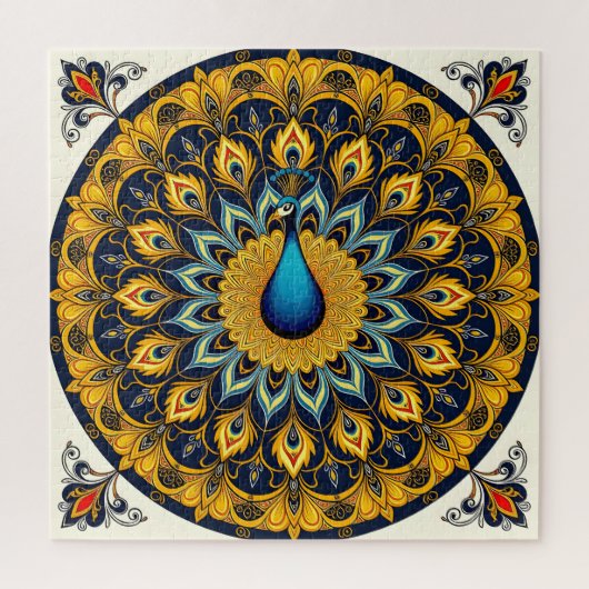 Decorative peacock bird on white legpuzzel (Verticaal)