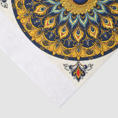 Decorative peacock bird on white tissuepapier (Detail)