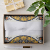 Decorative peacock bird on white tissuepapier (Geschenk)