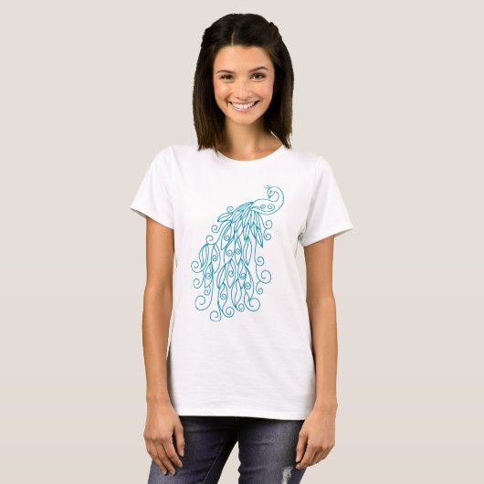 Decorative Peacock Design Women's T-Shirt (Voorkant volledig)