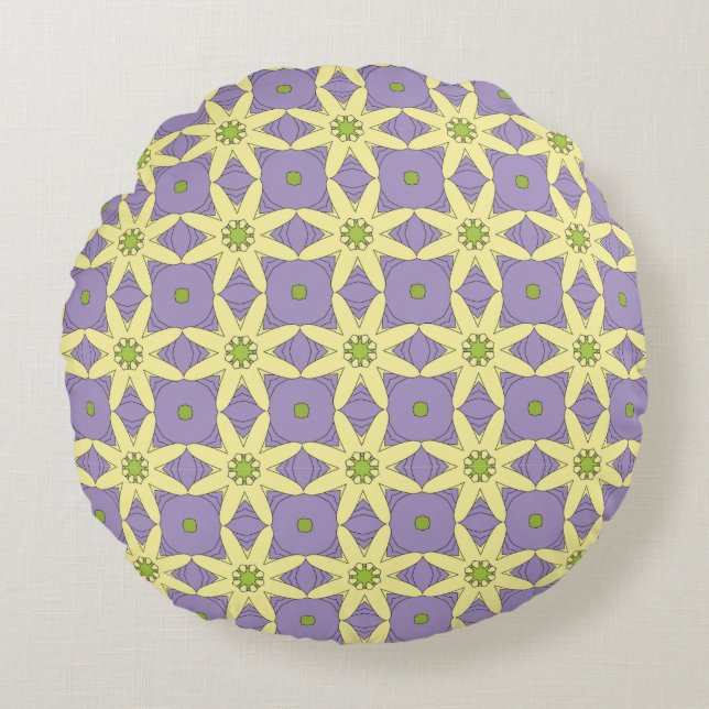 decorative pillow featuring a geometric pattern rond kussen (Voorkant)
