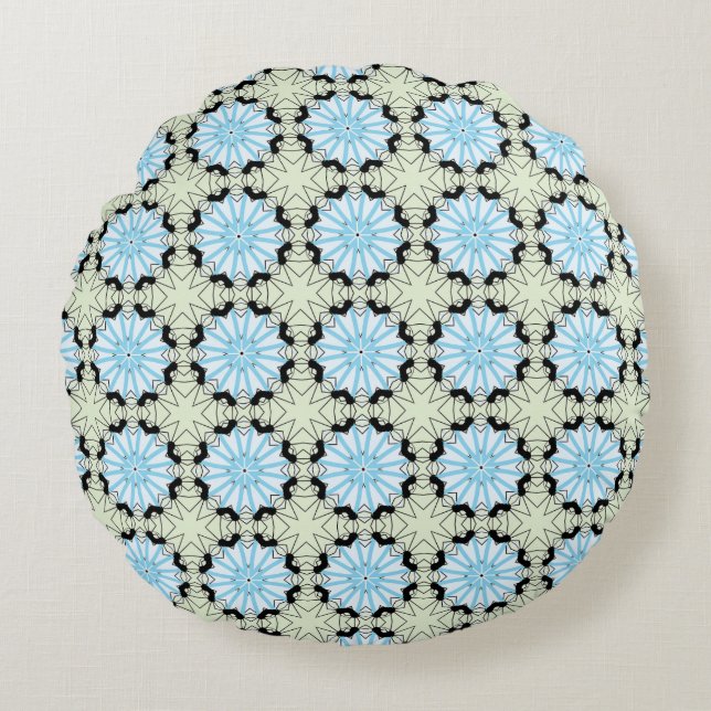 decorative pillow featuring a geometric pattern rond kussen (Voorkant)