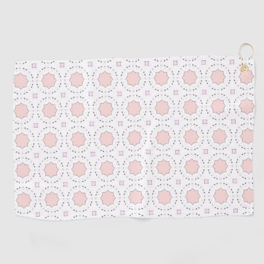 Decorative pink geometric mandala patterned golfhanddoek (Horizontaal)