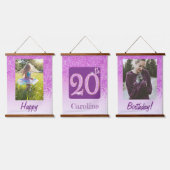 Decorative Pink Glitter 2 Photos for 20th Birthday Hangend Wandkleed (Driedubbel)