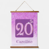 Decorative Pink Glitter 2 Photos for 20th Birthday Hangend Wandkleed (Voorkant 2)