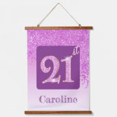 Decorative Pink Glitter 2 Photos for 21st Birthday Hangend Wandkleed (Voorkant 2)