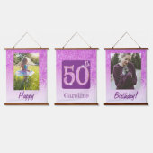 Decorative Pink Glitter 2 Photos for 50th Birthday Hangend Wandkleed (Driedubbel)