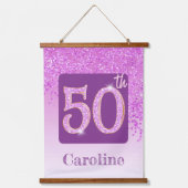 Decorative Pink Glitter 2 Photos for 50th Birthday Hangend Wandkleed (Voorkant 2)