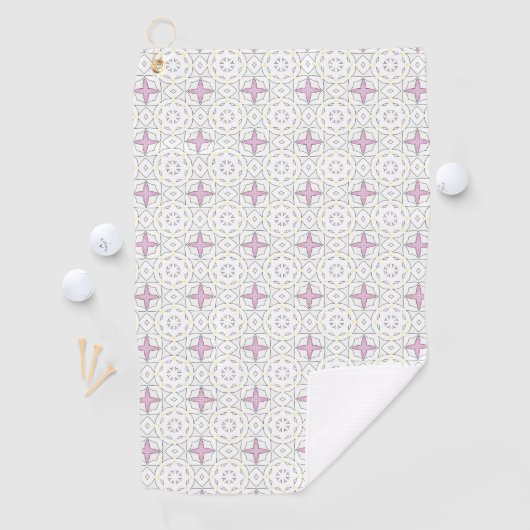Decorative pink star geometric patterned  golfhanddoek (Insitu)