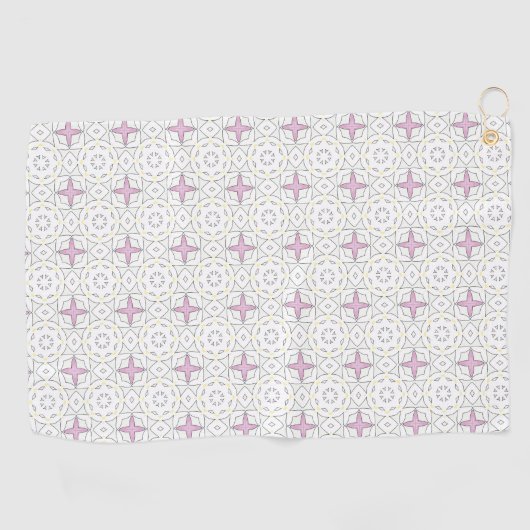 Decorative pink star geometric patterned  golfhanddoek (Horizontaal)