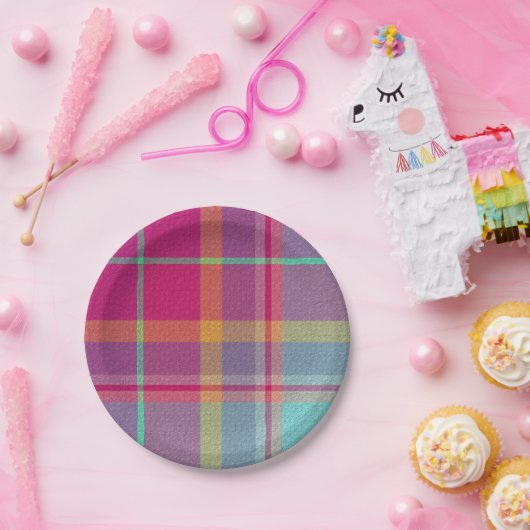  Decorative Plaid Papieren Bordje (Feest)