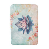 Decorative Purity – Pink & Green Lotus Artwork Badmat (Voorkant Verticaal)