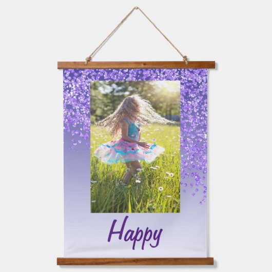 Decorative Purple Glitter 2 Photos 20th Birthday Hangend Wandkleed (Voorkant)