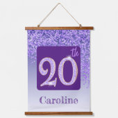 Decorative Purple Glitter 2 Photos 20th Birthday Hangend Wandkleed (Voorkant 2)