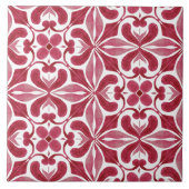 Decorative Red Azulejo Tile Patchwork Pattern Tegeltje (Voorkant)