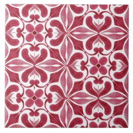 Decorative Red Azulejo Tile Patchwork Pattern Tegeltje