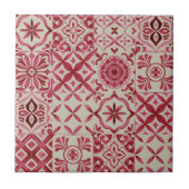 Decorative Red Azulejo Tile Patchwork Pattern Tegeltje (Voorkant)
