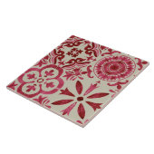 Decorative Red Azulejo Tile Patchwork Pattern Tegeltje (Zijkant)