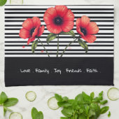 Decorative Red Floral Theedoek (Gevouwen)