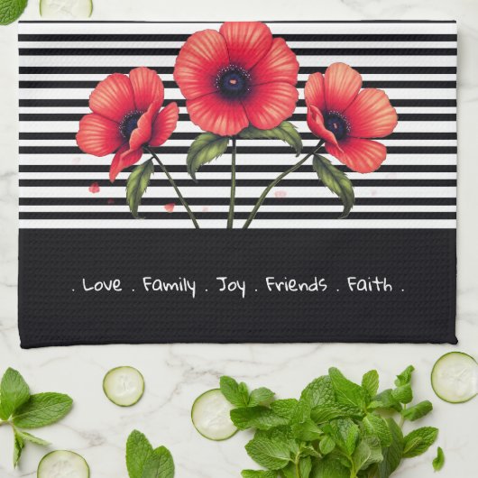 Decorative Red Floral Theedoek (Gevouwen)