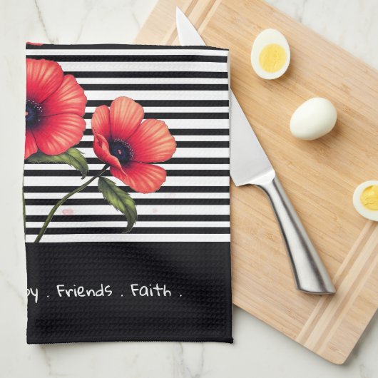 Decorative Red Floral Theedoek (Quarter Fold)