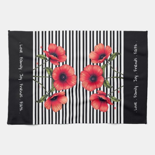 Decorative Red Floral Theedoek (Horizontaal)