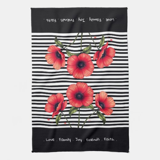 Decorative Red Floral Theedoek (Verticaal)