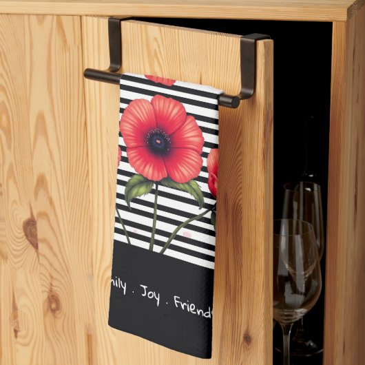 Decorative Red Floral Theedoek (Derde Gevouwen)