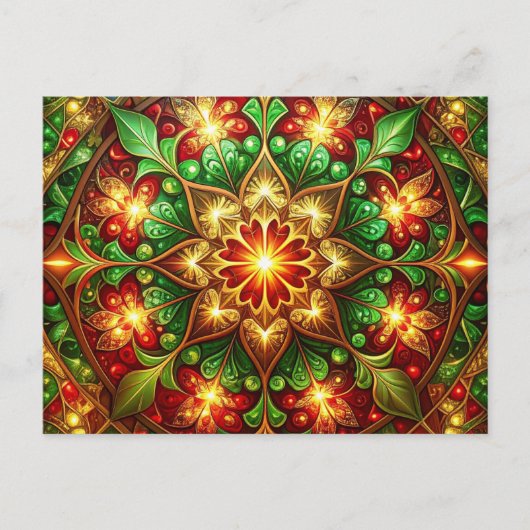 Decorative Red Green Christmas Holiday Postcard Briefkaart (Voorkant)