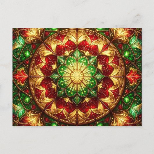 Decorative Red Green Christmas Holiday Postcard Briefkaart (Voorkant)