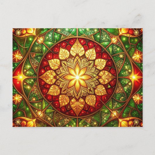Decorative Red Green Christmas Holiday Postcard Briefkaart (Voorkant)