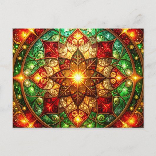 Decorative Red Green Christmas Holiday Postcard Briefkaart (Voorkant)