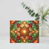 Decorative Red Green Christmas Holiday Postcard Briefkaart (Staand voorkant)