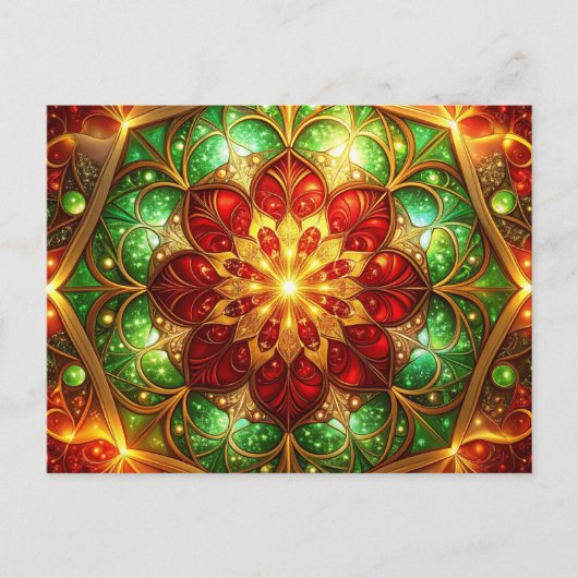 Decorative Red Green Christmas Holiday Postcard Briefkaart (Voorkant)