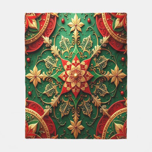 Decorative Red Green Fleece Blanket (Voorkant)