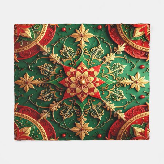 Decorative Red Green Fleece Blanket (Voorkant (Horizontaal))