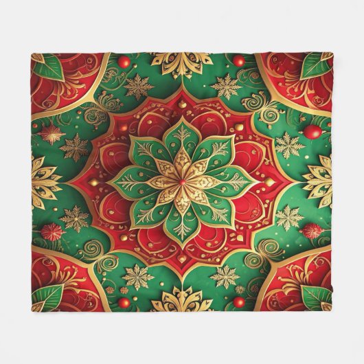 Decorative Red Green Fleece Blanket (Voorkant (Horizontaal))