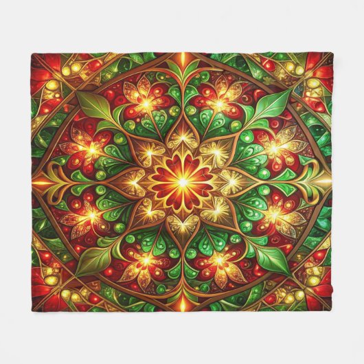 Decorative Red Green Fleece Blanket (Voorkant (Horizontaal))