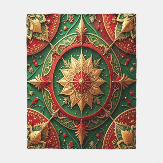 Decorative Red Green Fleece Blanket (Voorkant)