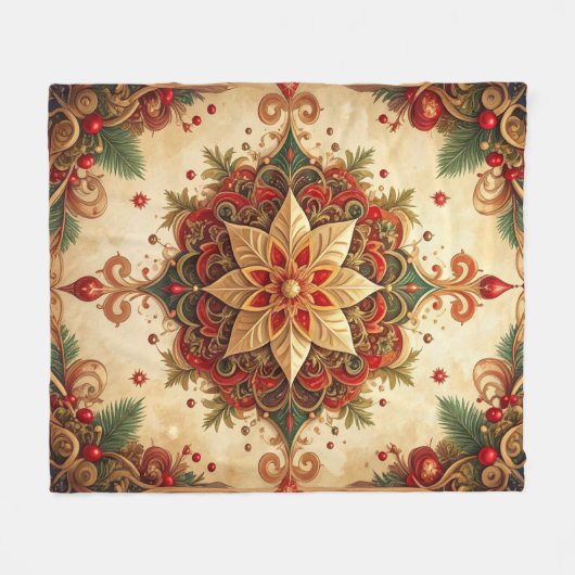 Decorative Red Green Fleece Blanket (Voorkant (Horizontaal))