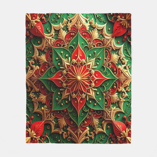 Decorative Red Green Fleece Blanket (Voorkant)