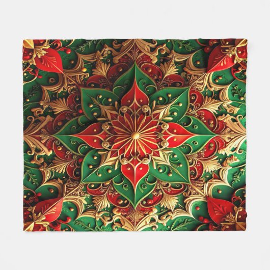 Decorative Red Green Fleece Blanket (Voorkant (Horizontaal))