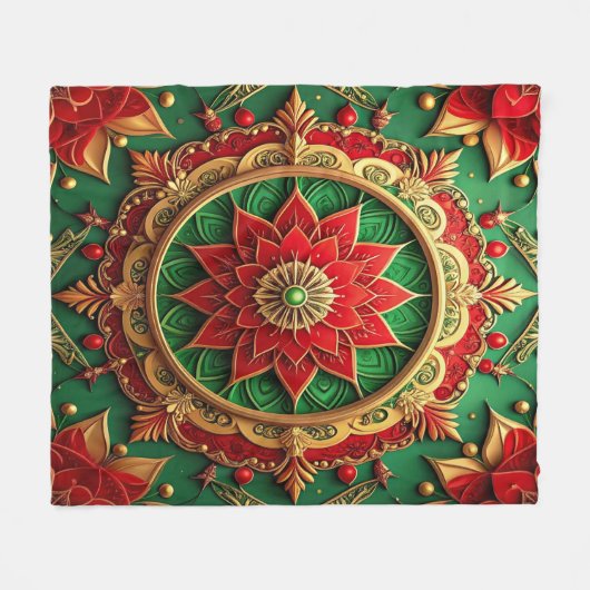 Decorative Red Green Fleece Blanket (Voorkant (Horizontaal))