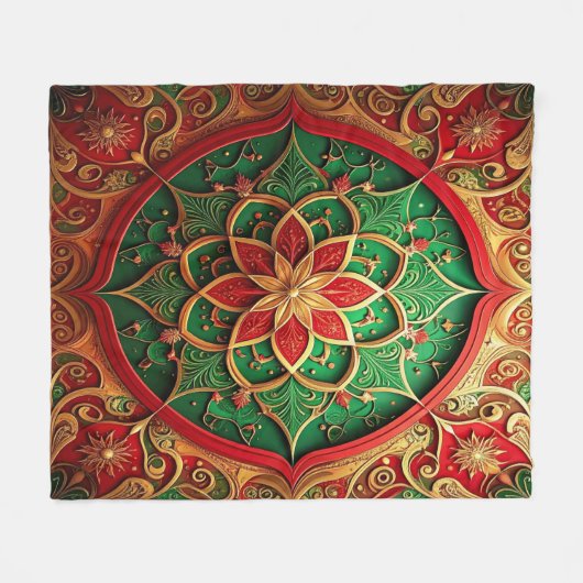 Decorative Red Green Fleece Blanket (Voorkant (Horizontaal))