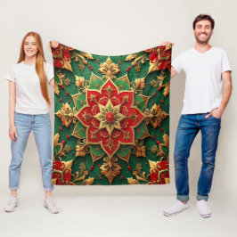 Decorative Red Green Fleece Blanket